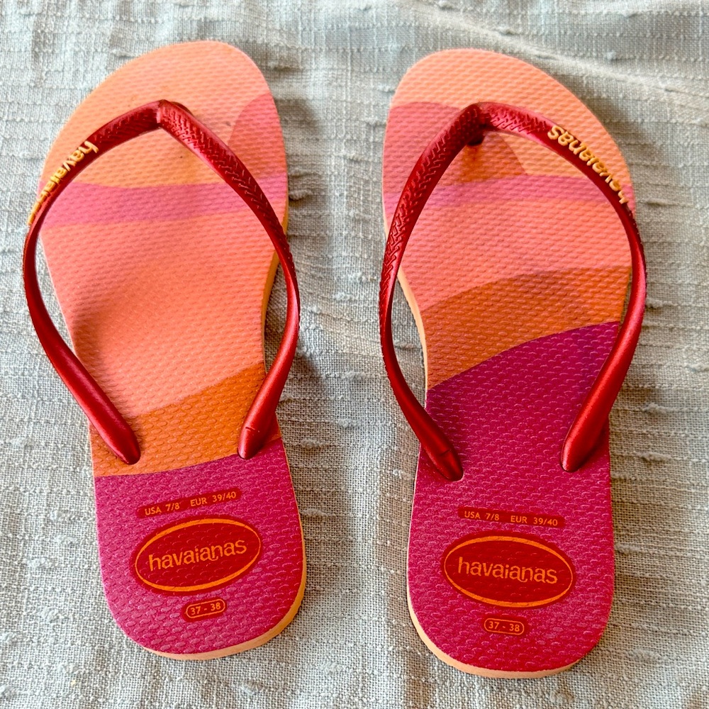 Havaianas Vibrant Red and Orange Flip Flops